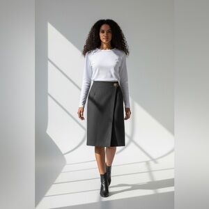 Vintage Selma Bos 100% wool, fully  lined front zip skirt